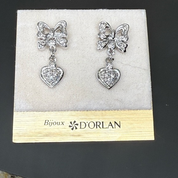 D'Orlan Jewelry - D'Orlan Rhodium Plated Pierced Earring with Swarovski Crystals Luxury Vintage